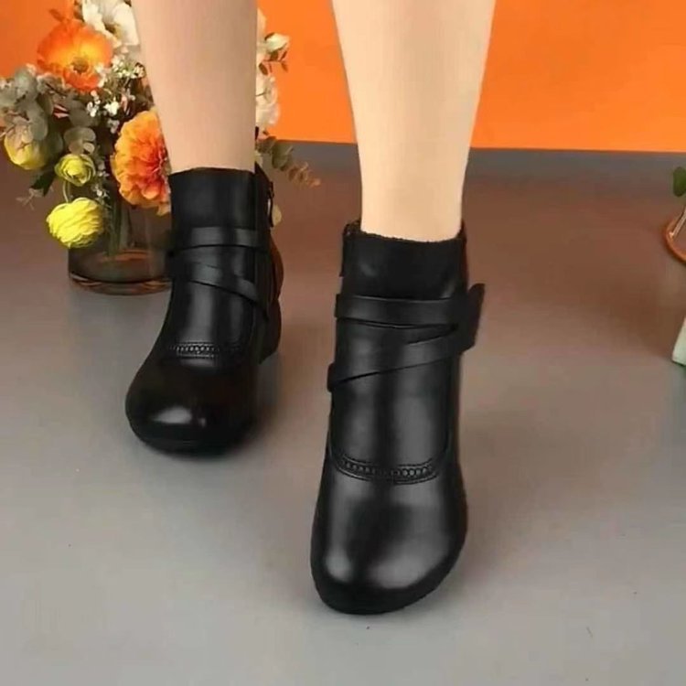 Botines retro de tacón grueso