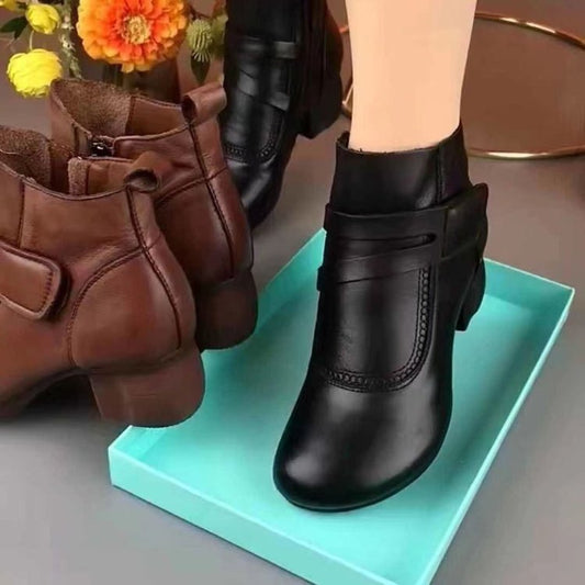 Botines retro de tacón grueso