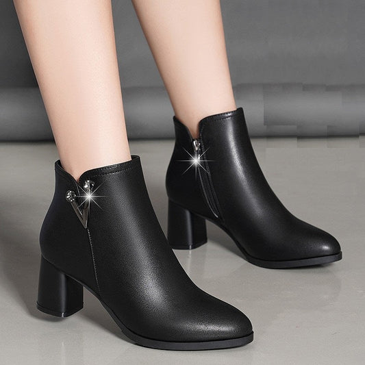 Botas de moda de tacón grueso para mujer