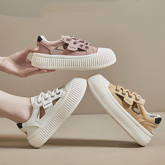 Zapatillas casuales huecas con punta redonda
