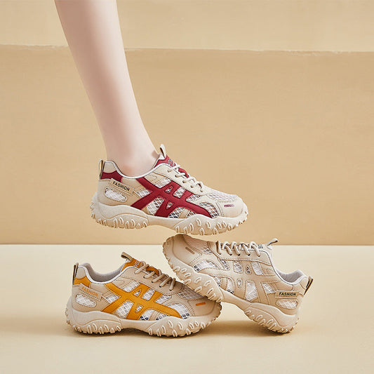 Zapatos casuales de malla con suela gruesa que realzan la altura
